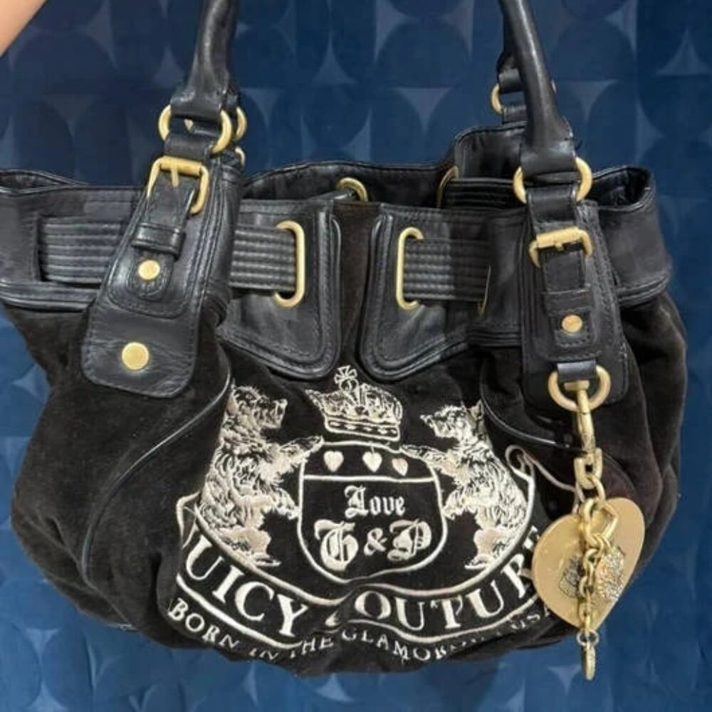 Vintage Juicy Couture Daydreamer Bag Scottie Dog Black Velour